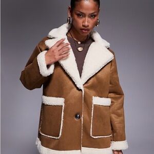 Zara Brown and Cream Teddy Jacket